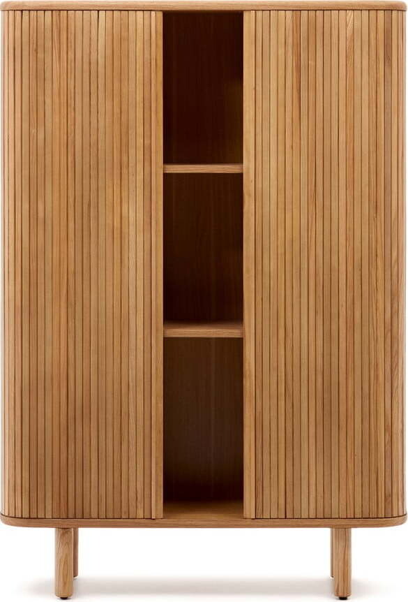 Skříňka v dekoru jasanu s posuvnými dveřmi v přírodní barvě 110x160x40 cm Mailen – Kave Home