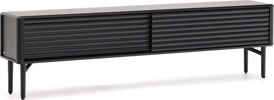 Černý TV stolek v dekoru dubu 200x57x35 cm Lenon – Kave Home