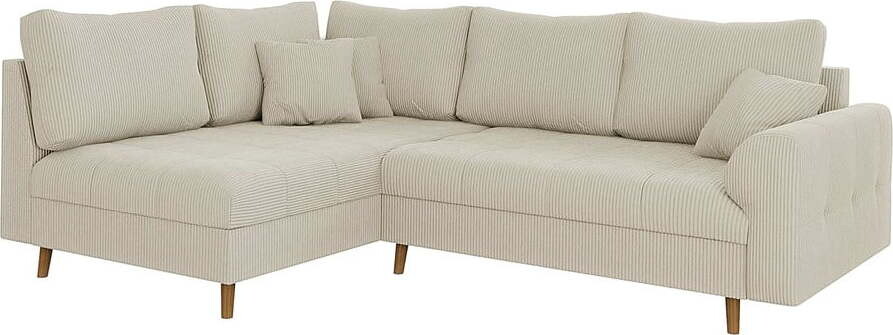 Béžová manšestrová rohová pohovka (levý roh/do L) Ariella – Ropez