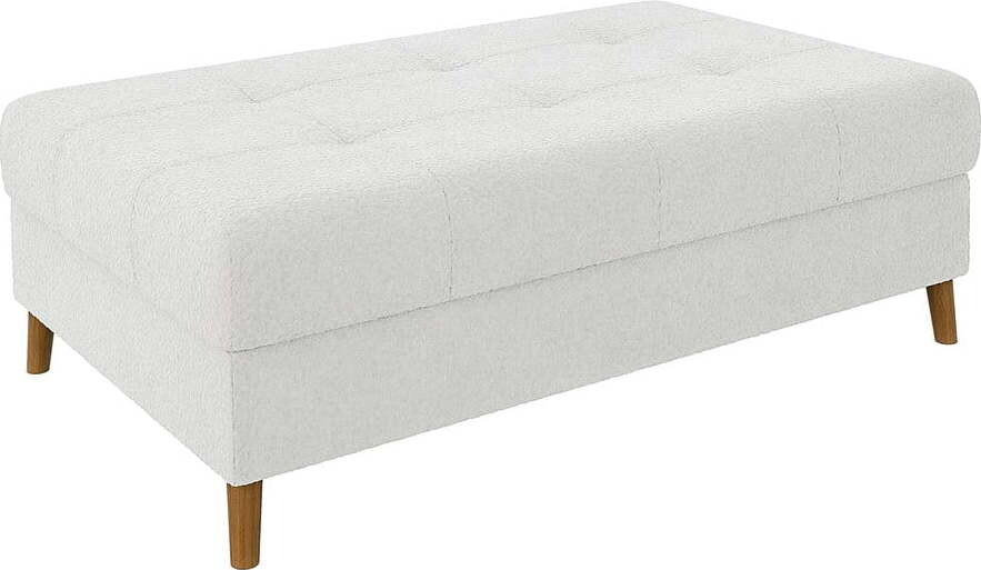 Bílá podnožka z textilie bouclé Ariella – Ropez