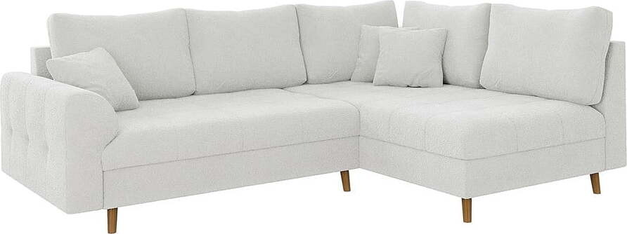 Bílá rohová pohovka z textilie bouclé (pravý roh/do L) Ariella – Ropez