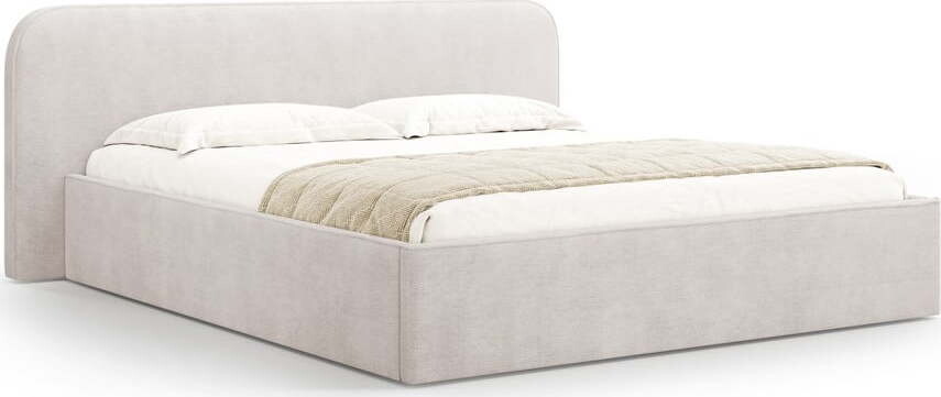Bílá čalouněná dvoulůžková postel s úložným prostorem s roštem 160x200 cm Elizabeth – Micadoni