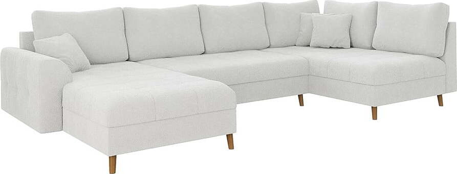 Bílá rohová pohovka z textilie bouclé (levý roh/do 