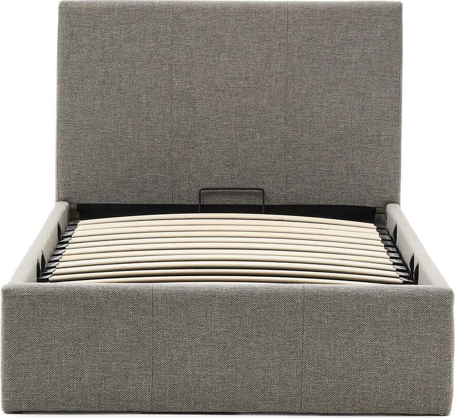Šedá čalouněná dvoulůžková postel s úložným prostorem s roštem 180x200 cm Nahiri – Kave Home
