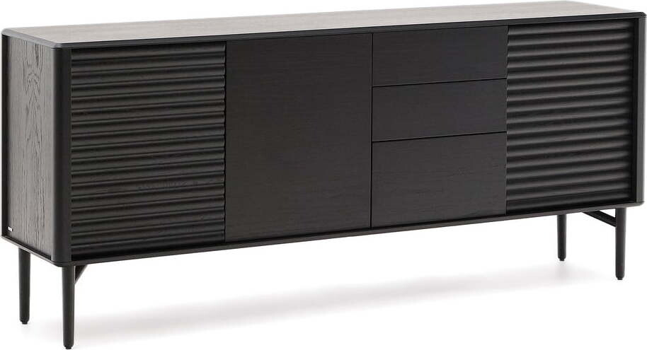 Černá komoda v dekoru dubu 200x86x45 cm Lenon – Kave Home