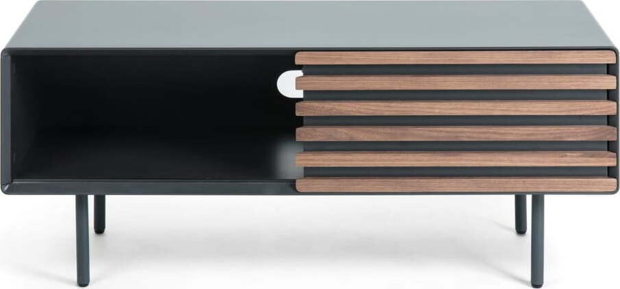 Černý TV stolek v dekoru ořechu 120x48,5x45 cm Kesia – Kave Home