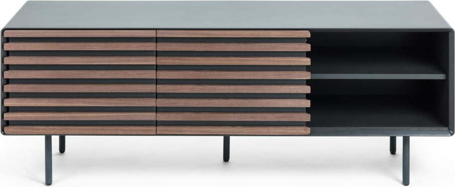 Černý TV stolek v dekoru ořechu 162x58x45 cm Kesia – Kave Home