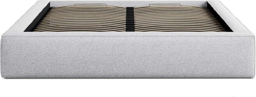 Světle šedá čalouněná dvoulůžková postel s úložným prostorem s roštem 160x200 cm Simon – Micadoni