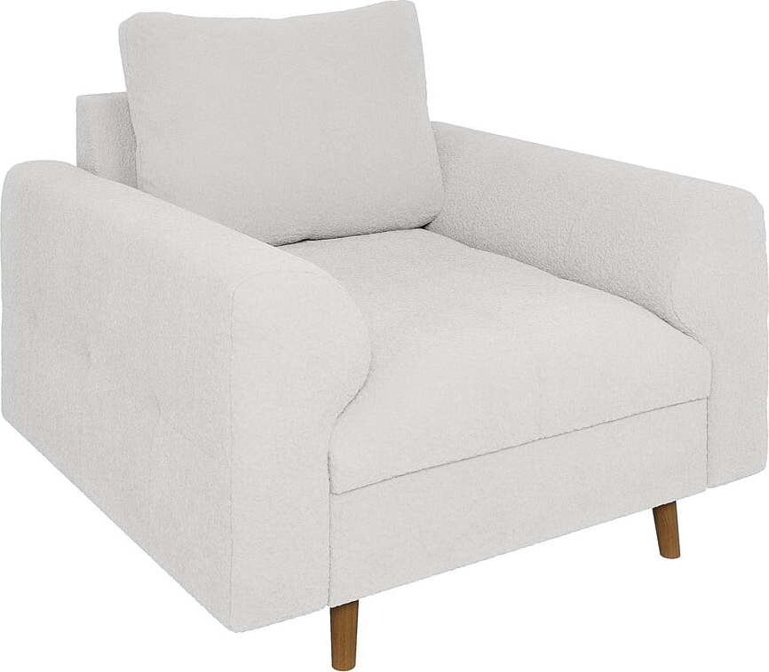 Bílé křeslo z textilie bouclé Ariella – Ropez