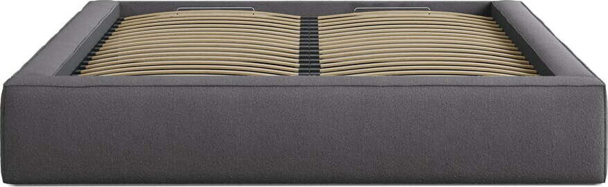 Tmavě šedá čalouněná dvoulůžková postel s úložným prostorem s roštem 140x200 cm Simon – Micadoni