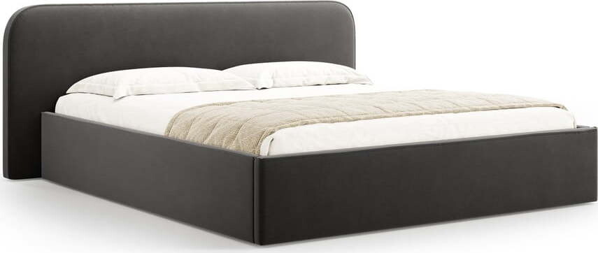Černá čalouněná dvoulůžková postel s úložným prostorem s roštem 160x200 cm Elizabeth – Micadoni
