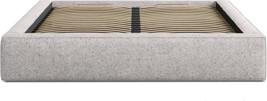 Béžová čalouněná dvoulůžková postel s úložným prostorem s roštem 200x200 cm Simon – Micadoni