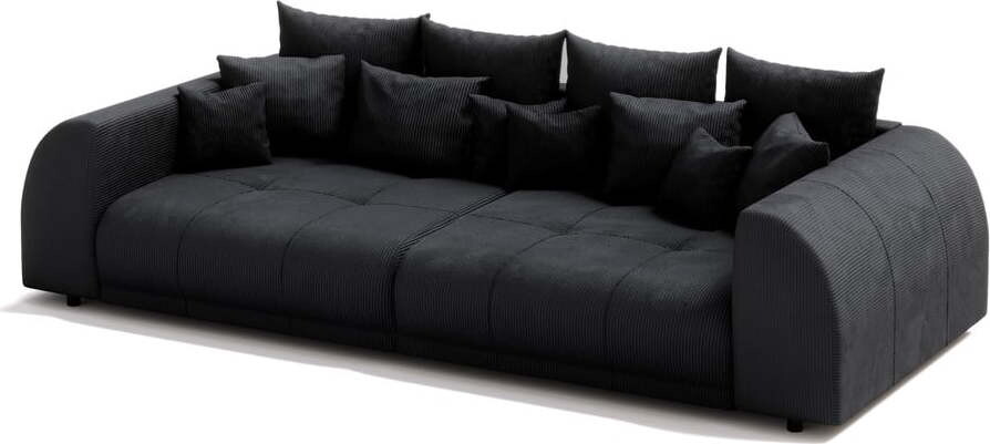 Černá manšestrová rozkládací pohovka 310 cm Vanessa – Ropez