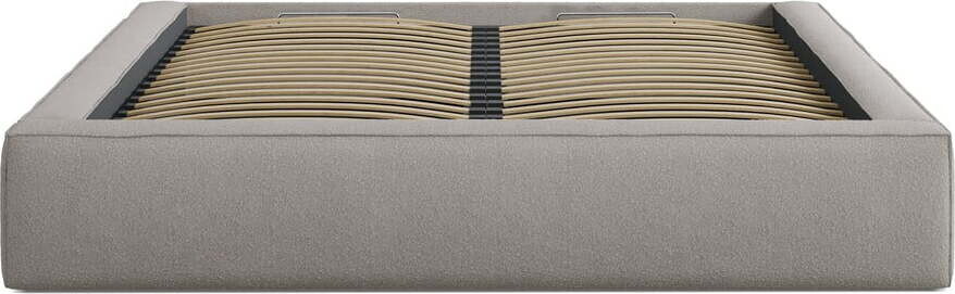 Světle šedá čalouněná dvoulůžková postel s úložným prostorem s roštem 140x200 cm Simon – Micadoni