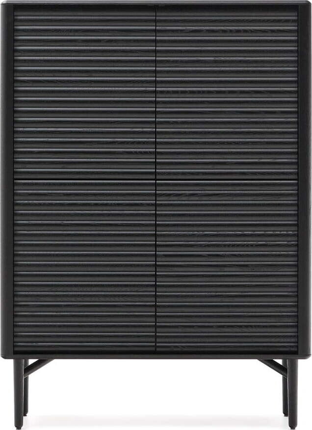 Černá skříňka v dekoru dubu 104,5x144x40 cm Lenon – Kave Home