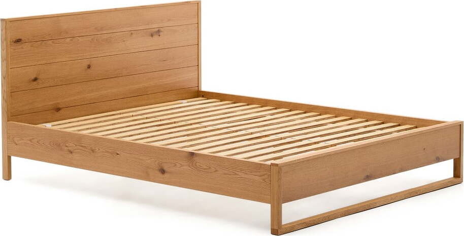 Dvoulůžková postel z dubového dřeva s roštem 160x200 cm v přírodní barvě Alguema – Kave Home