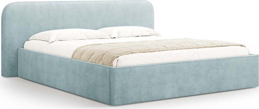 Čalouněná dvoulůžková postel s úložným prostorem s roštem 160x200 cm v mentolové barvě Elizabeth – Micadoni