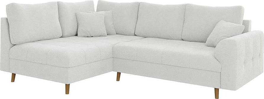 Bílá rohová pohovka z textilie bouclé (levý roh/do L) Ariella – Ropez