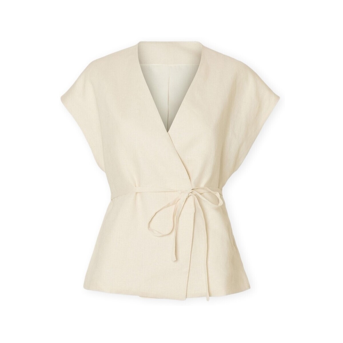 Selected  W Top Lia Linen - Birch  Béžová