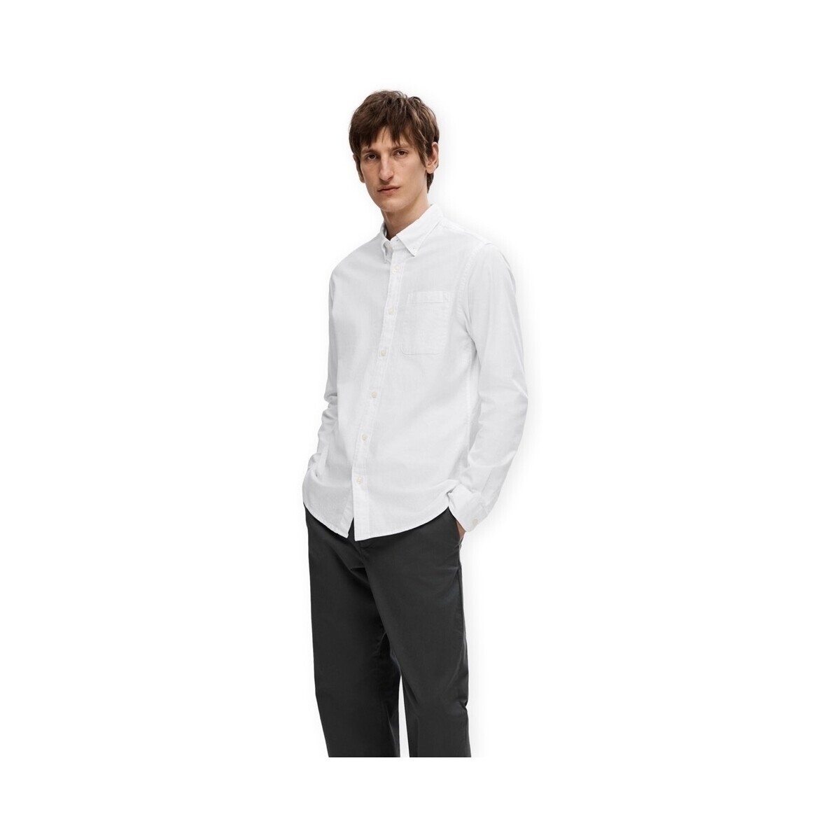 Selected  Noos Regrick-Ox Shirt - White  Bílá