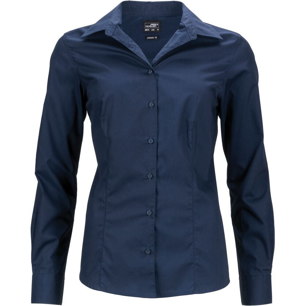 Popelínová business halenka James & Nicholson 641 - navy, S