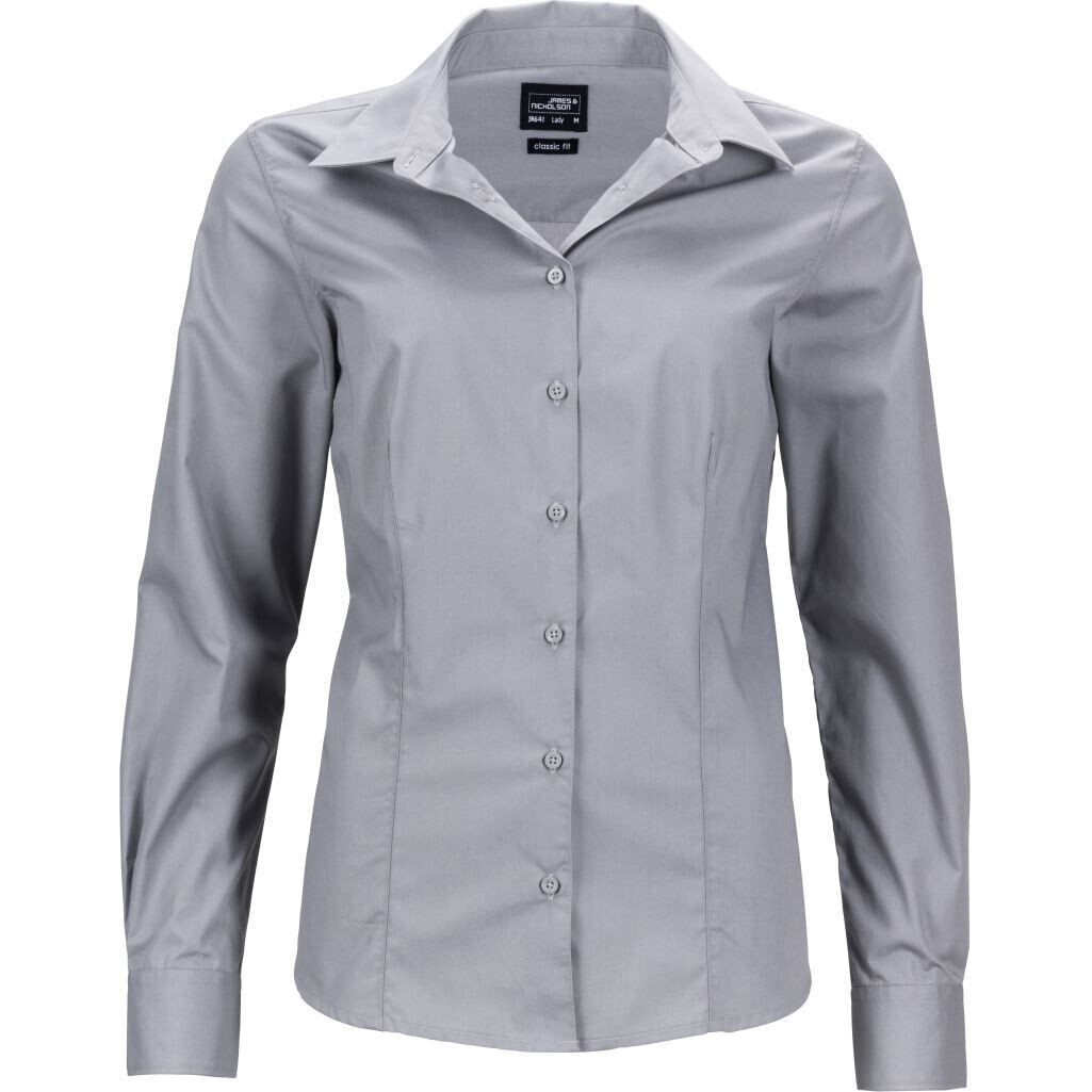 Popelínová business halenka James & Nicholson 641 - světle šedá, XXL