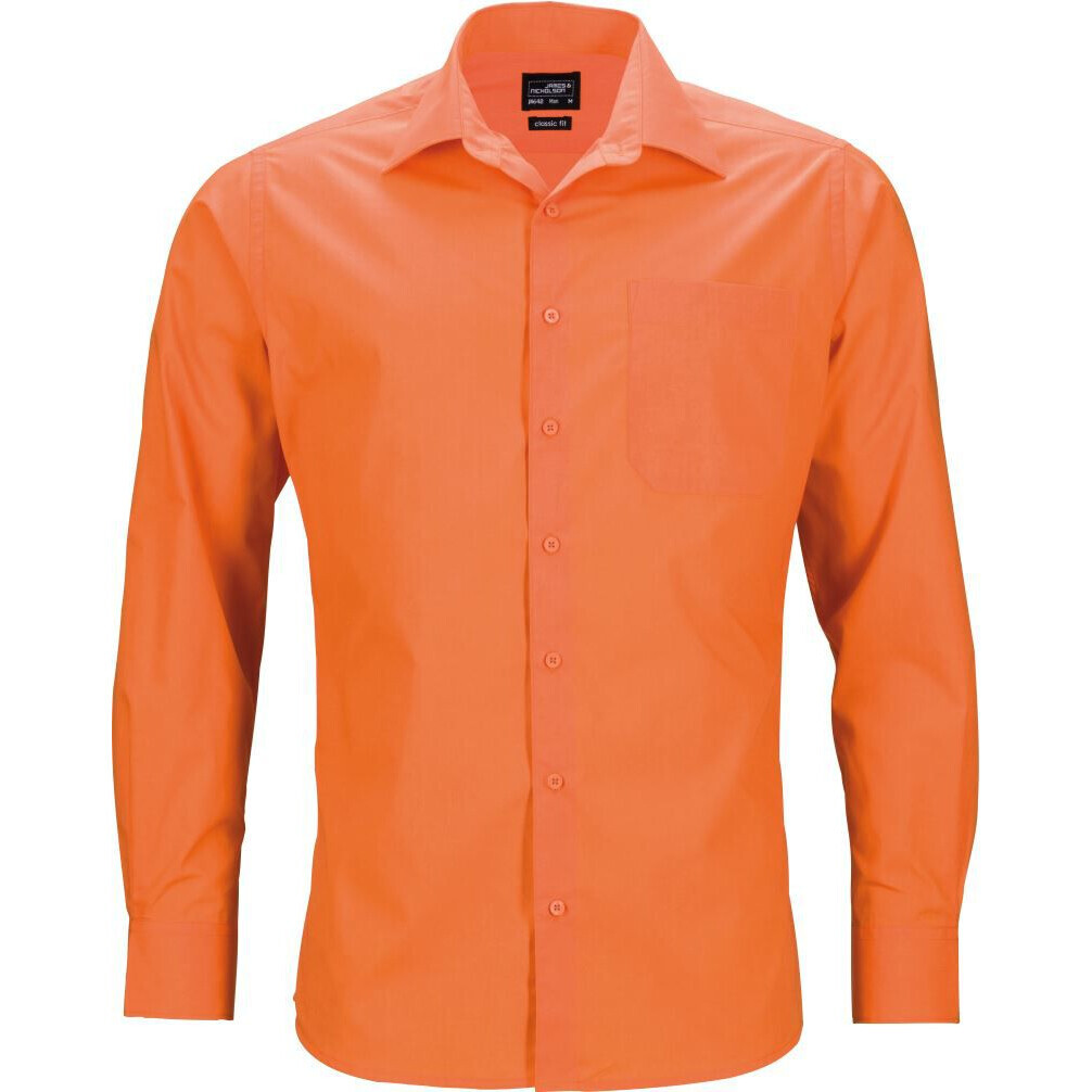 Popelínová business košile James & Nicholson 641 - oranžová, XXL