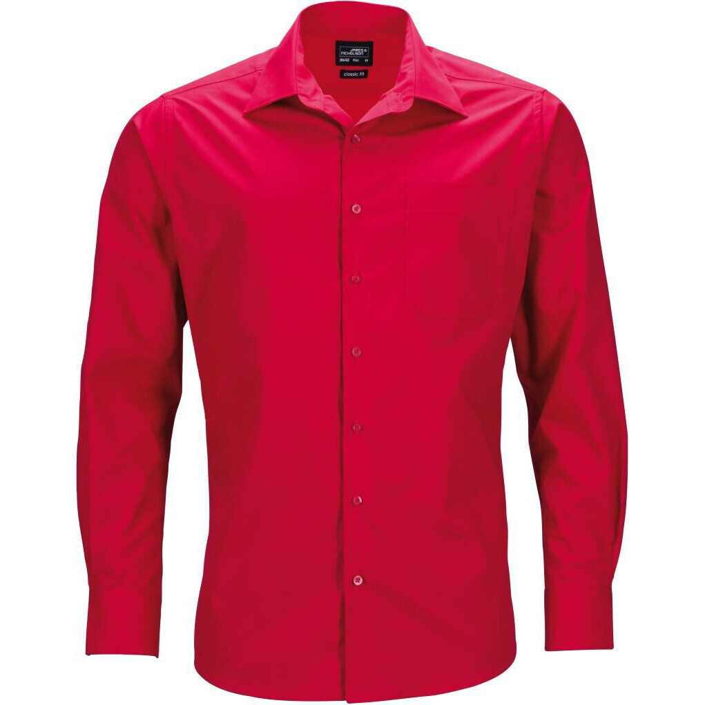 Popelínová business košile James & Nicholson 641 - červená, XXL