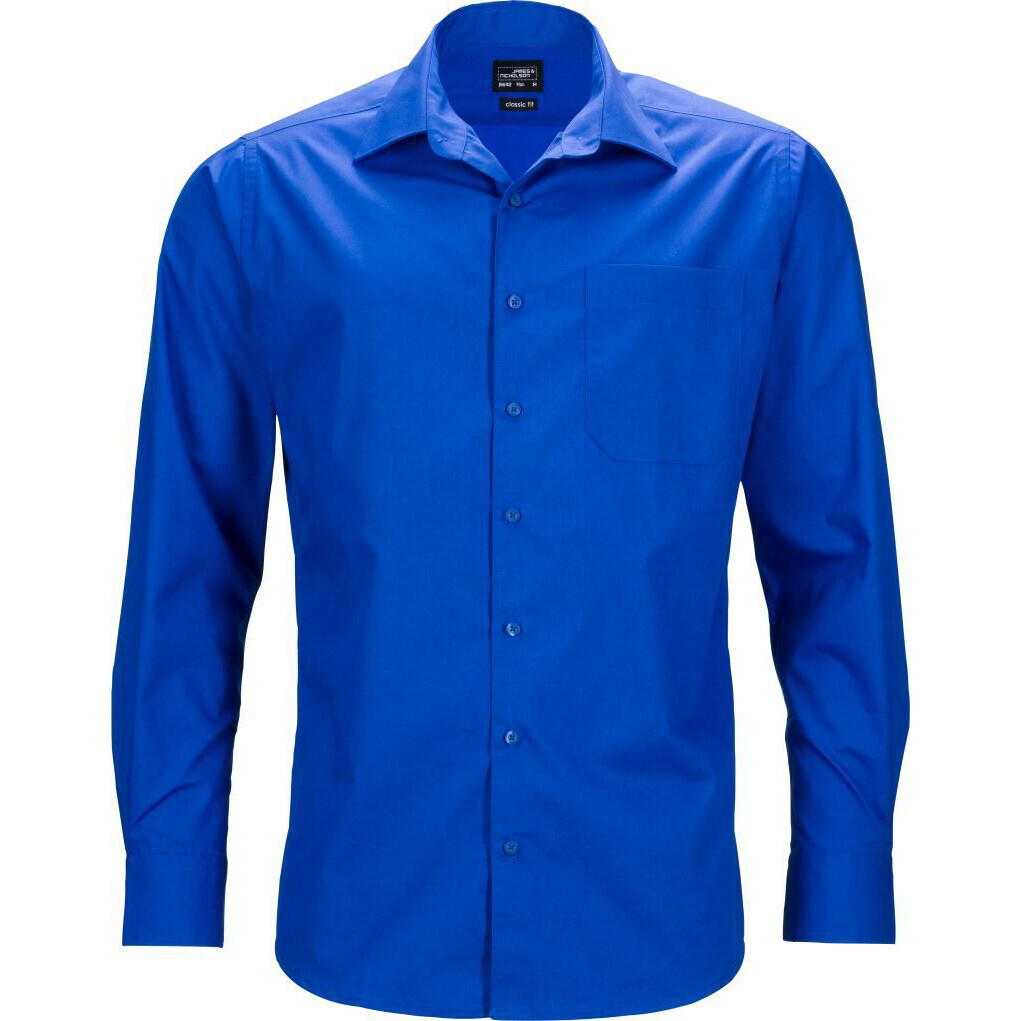 Popelínová business košile James & Nicholson 641 - modrá, XXL