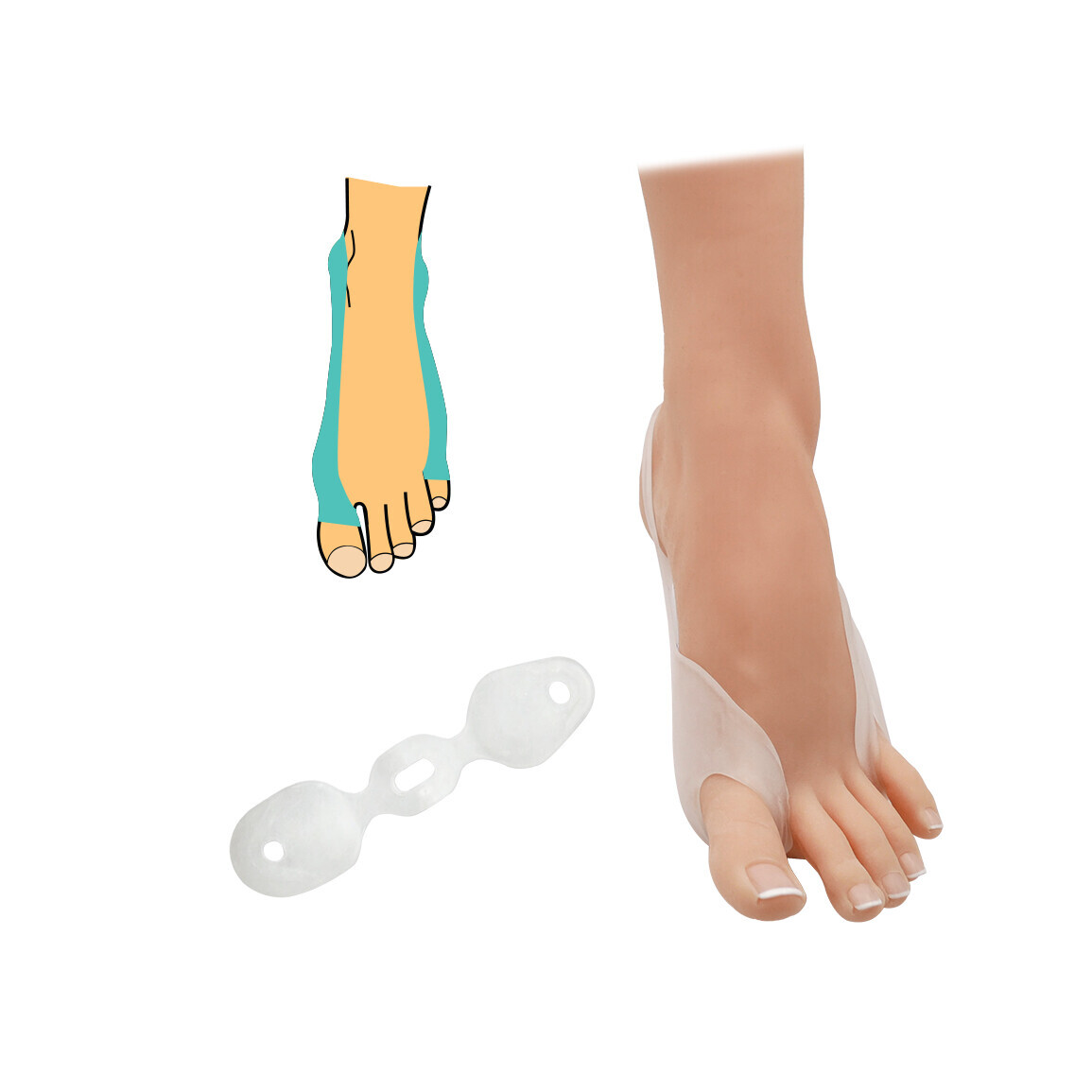 Bandáž hallux pro oddělení palce a malíčku - průhledná