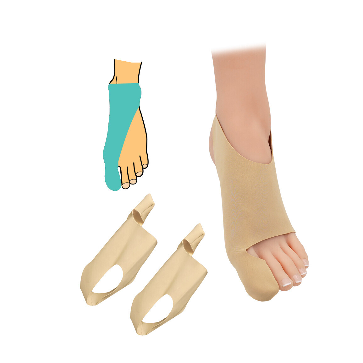 Bandáž hallux pro napínání palce - béžová