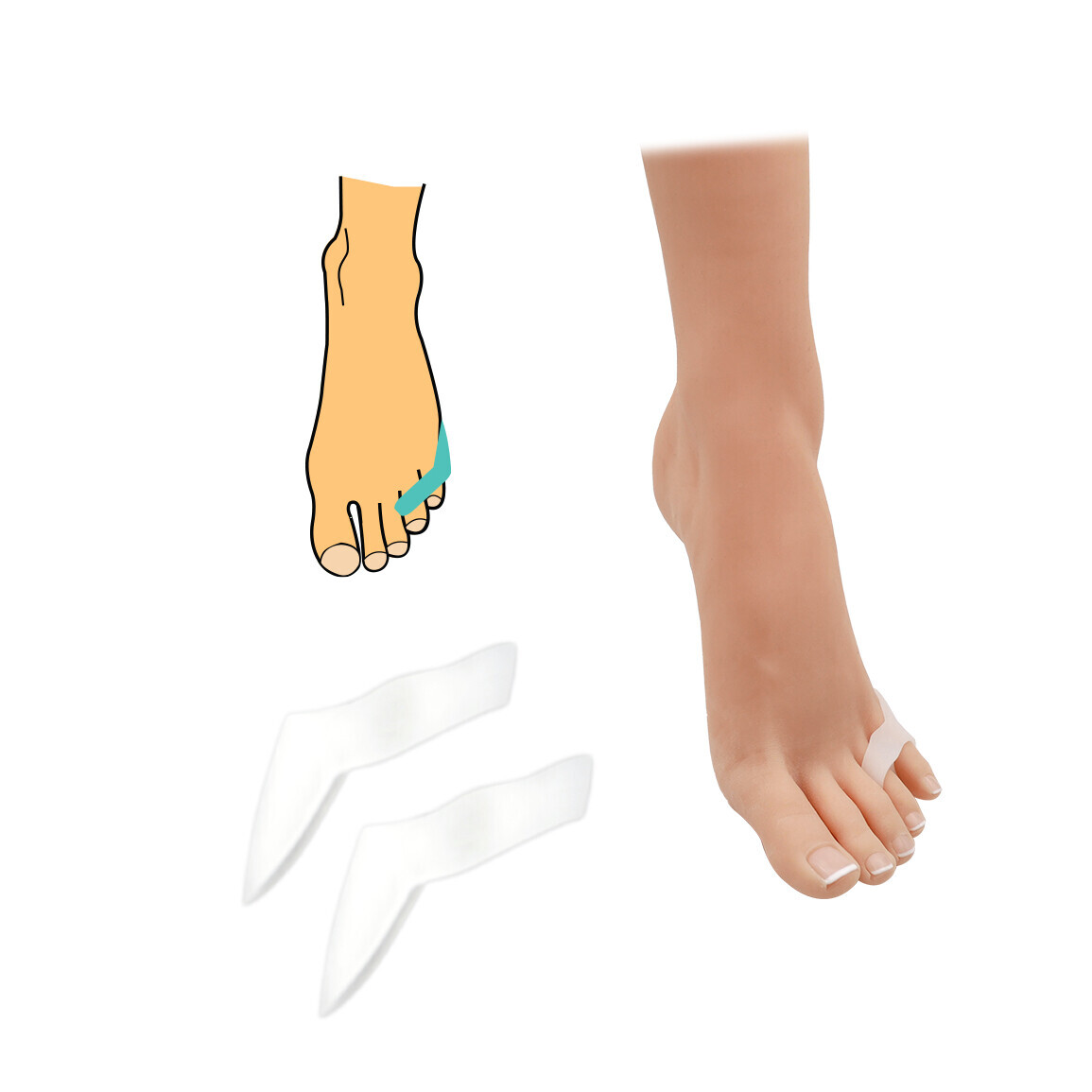 Korektor s návlekem na prst a malíček s chráničem 1 pár - průhledný