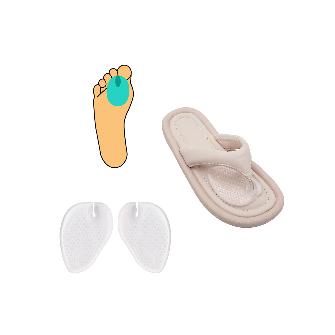 Metapolštářek s meziprstním chráničem do pantoflí HealMed 1 pár - průhledný