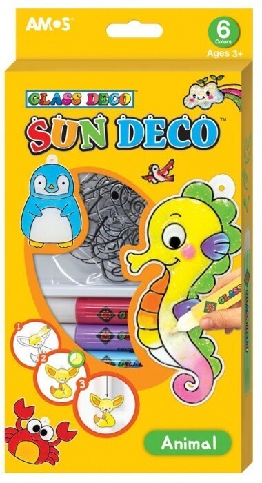 Amos Barvičky na sklo ZVÍŘÁTKA - 6 barev + 6 sklíček - 6408
