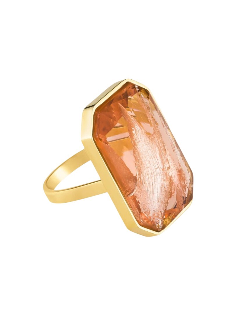 Preciosa Výrazný ocelový prsten s ručně mačkaným kamenem českého křišťálu Preciosa Ocean Royal Lagoon 7446Y49 59 mm