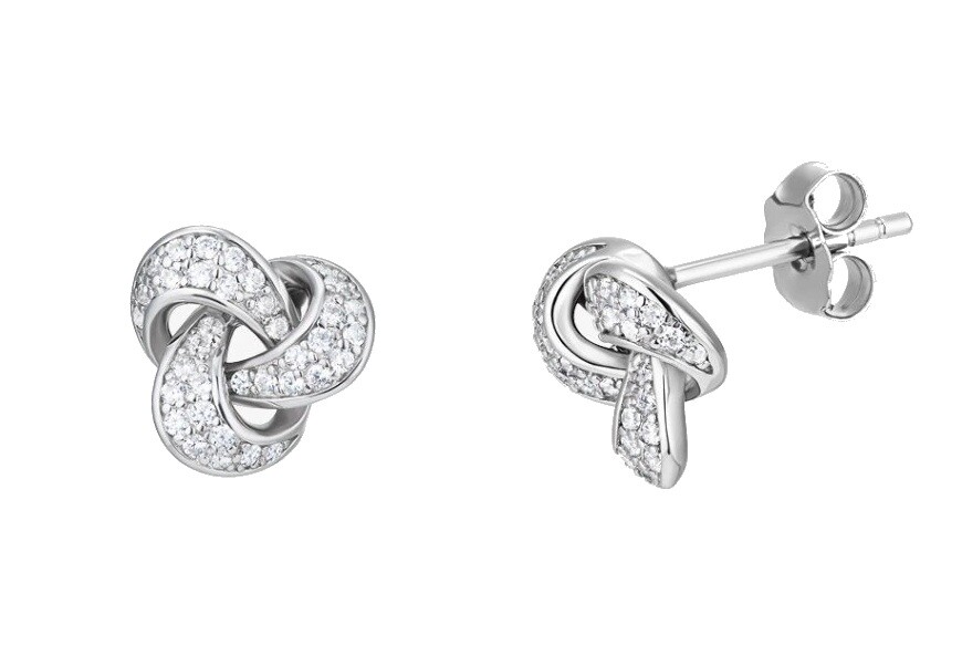 Preciosa Stříbrné náušnice Uzel s kubickou zirkonií Dune Royal Lagoon 5435 00