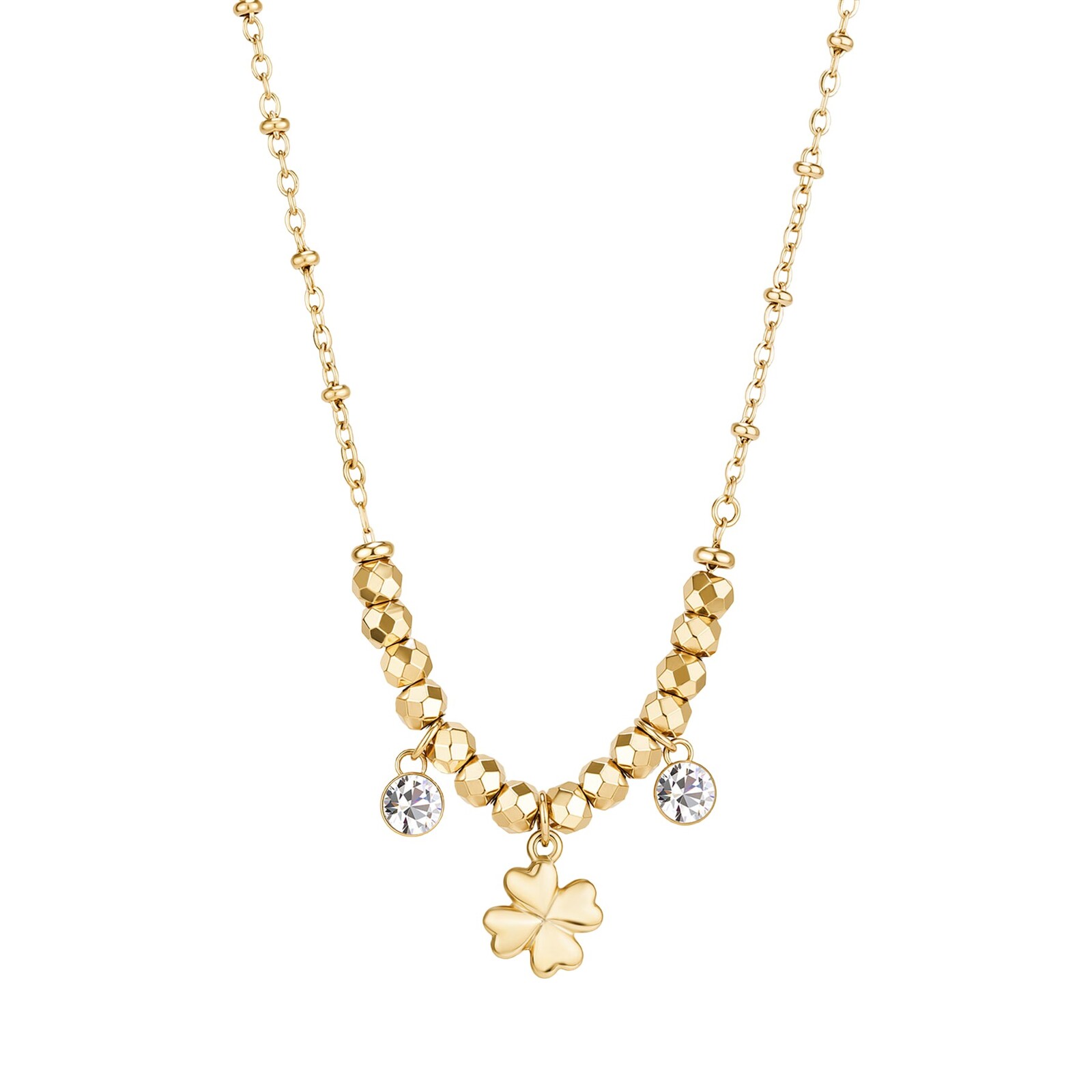 Brosway Moderní pozlacený náhrdelník s čtyřlístkem pro štěstí Chakra BHKN164
