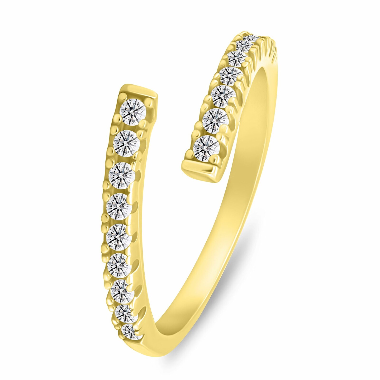 Brilio Silver Jemný pozlacený otevřený prsten se zirkony RI144Y 55 mm