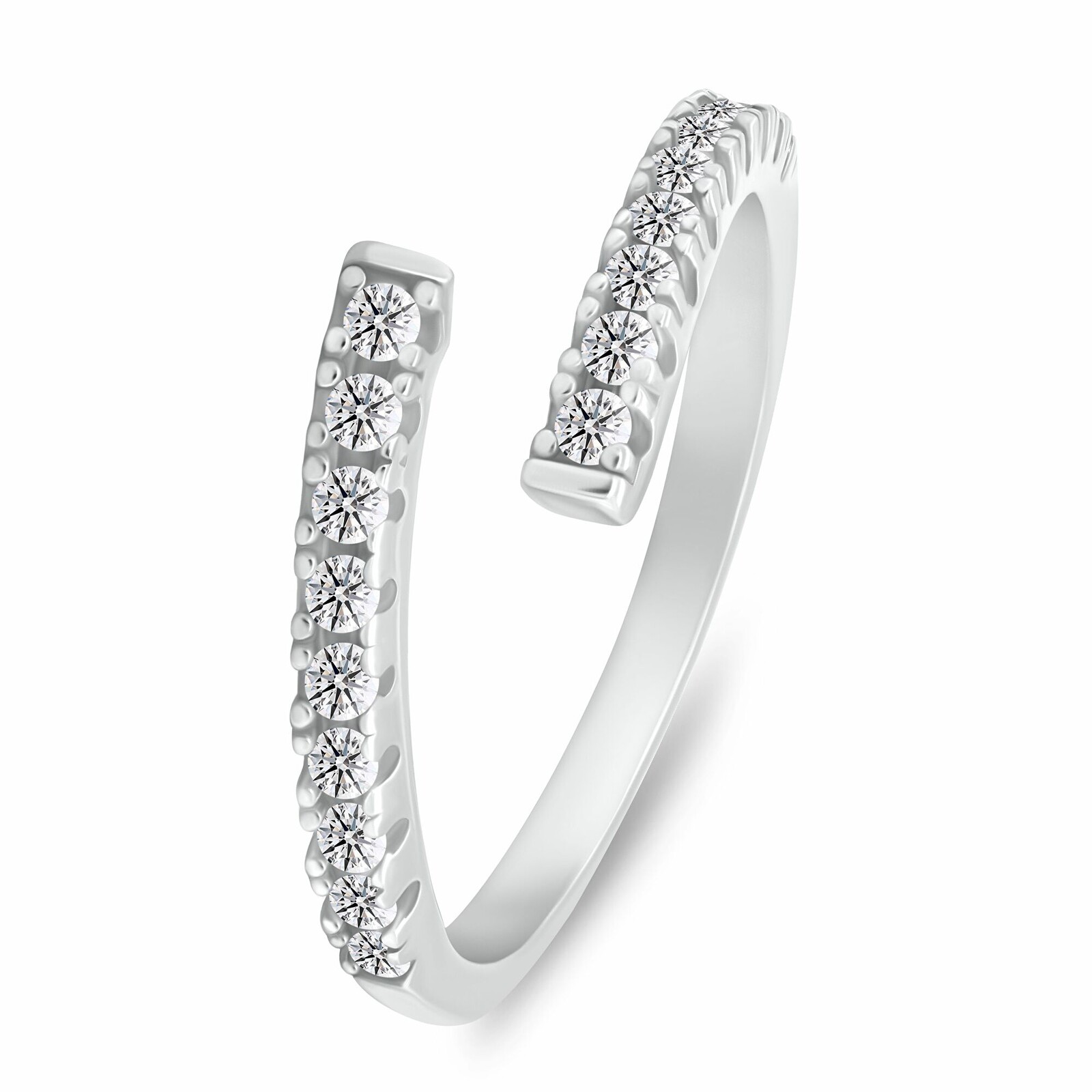 Brilio Silver Slušivý stříbrný otevřený prsten se zirkony RI144W 50 mm