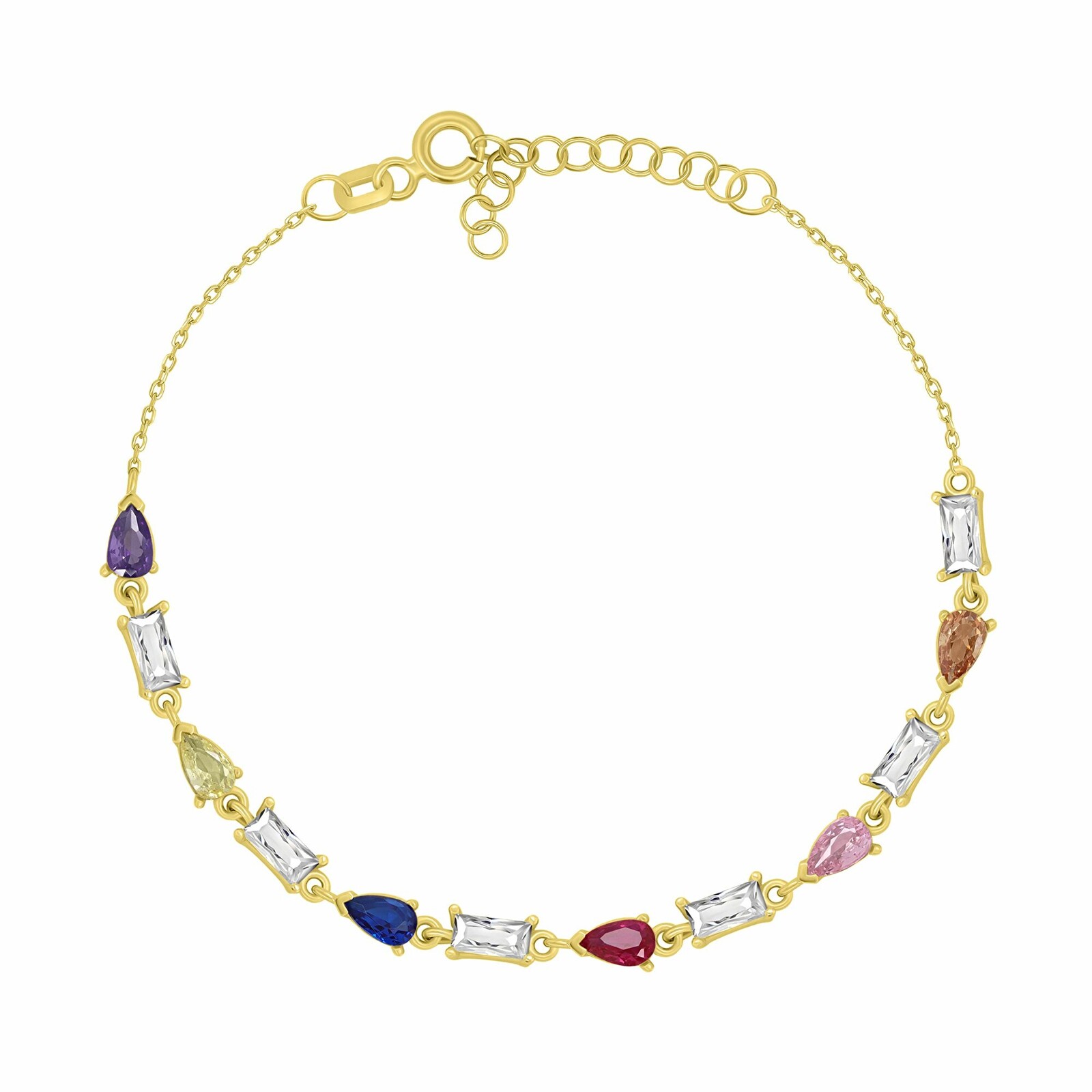 Brilio Silver Okouzlující pozlacený náramek s barevnými zirkony BRC235YRBW