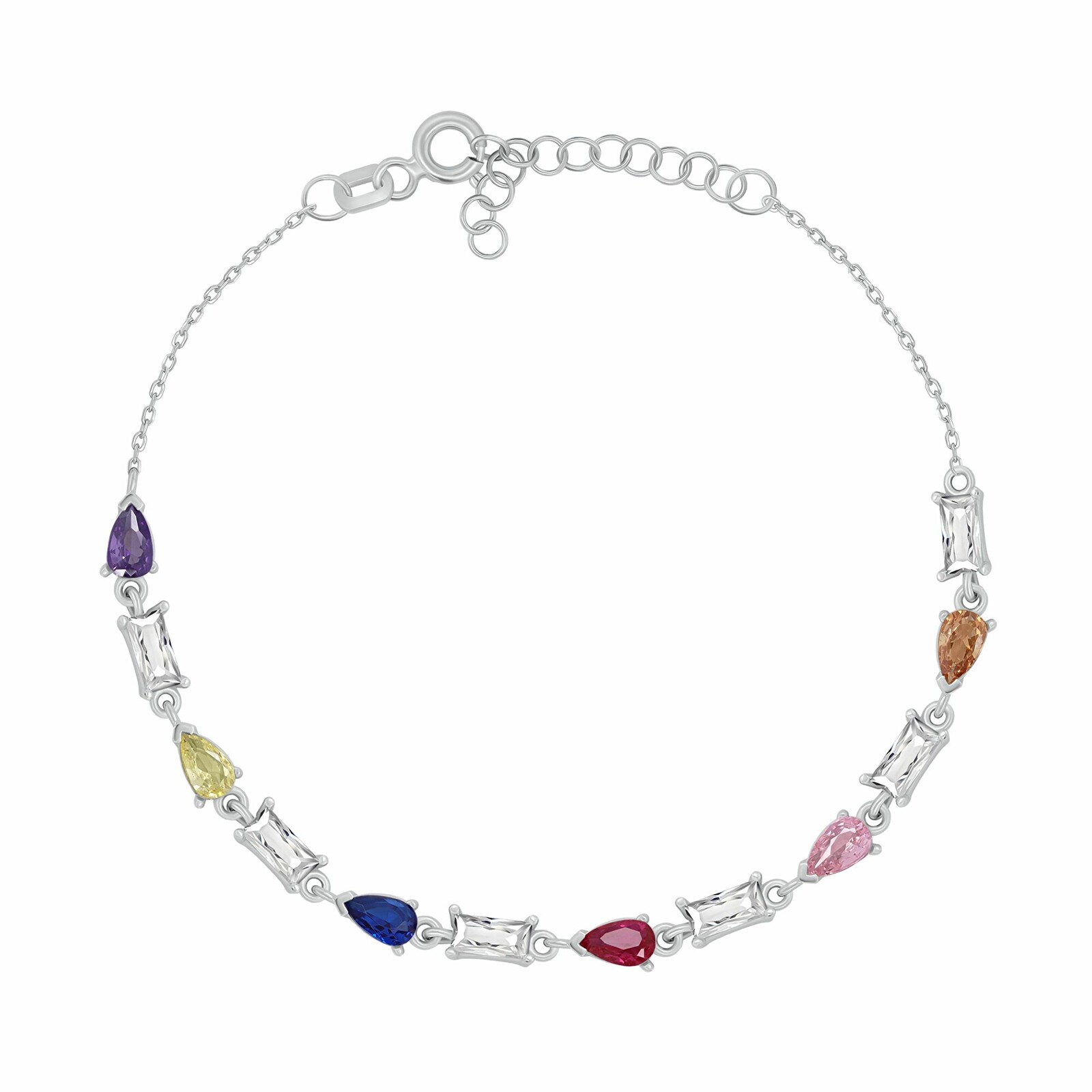 Brilio Silver Překrásný stříbrný náramek s barevnými zirkony BRC235WRBW