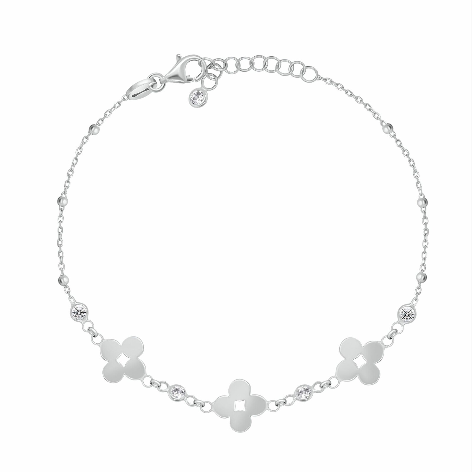 Brilio Silver Půvabný stříbrný náramek se zirkony Květiny BRC233W