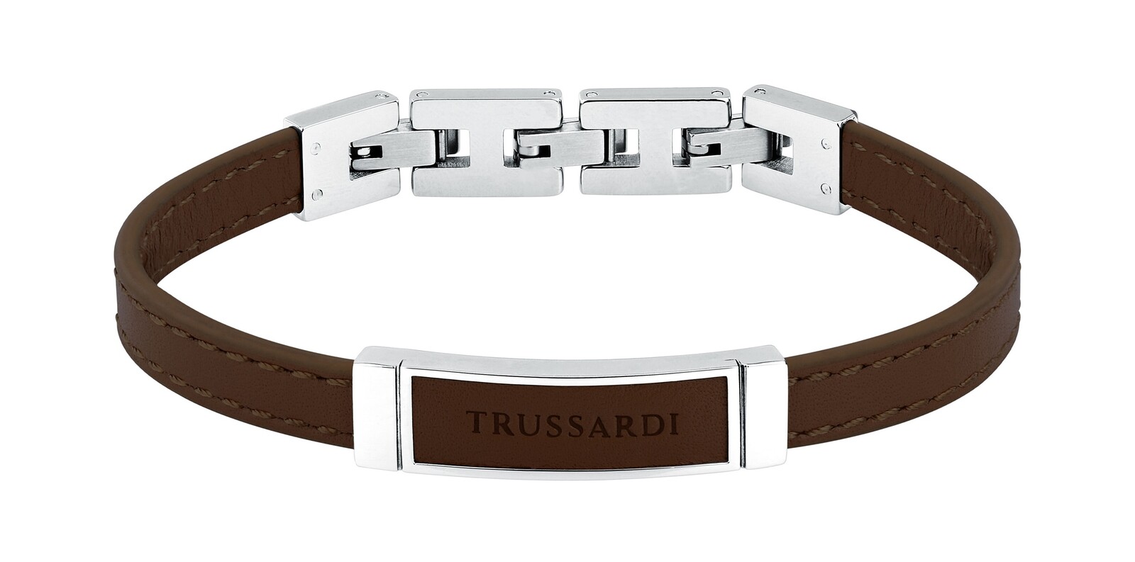 Trussardi Hnědý kožený náramek pro muže T-Leather TJAXZ06