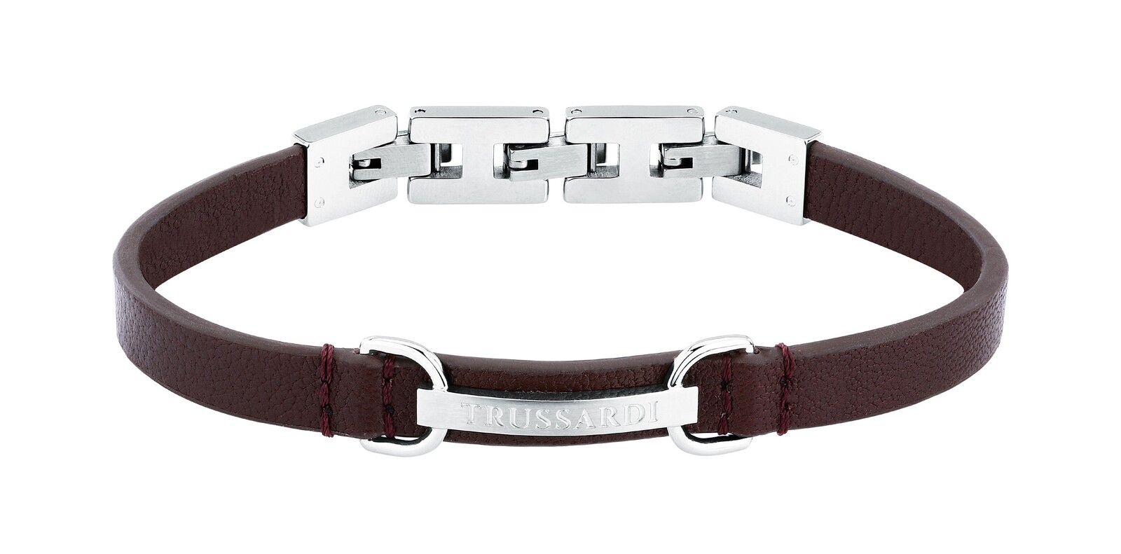 Trussardi Pánský náramek z hnědé kůže T-Leather TJAXZ07