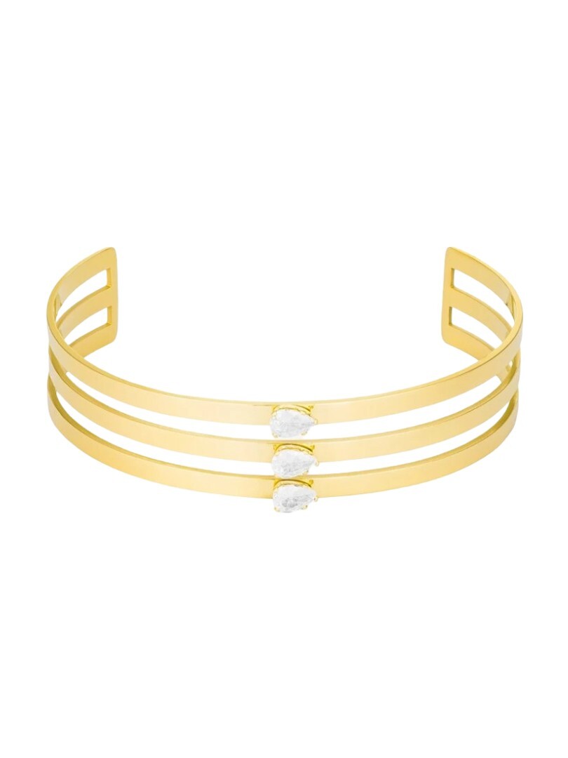 Preciosa Pevný pozlacený náramek z oceli s kubickou zirkonií Preciosa Sundrop Royal Lagoon 7482Y00