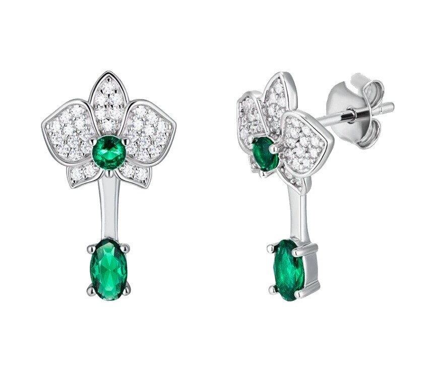 Preciosa Překrásné stříbrné náušnice 2v1 Evergreen Royal Lagoon 5441 66