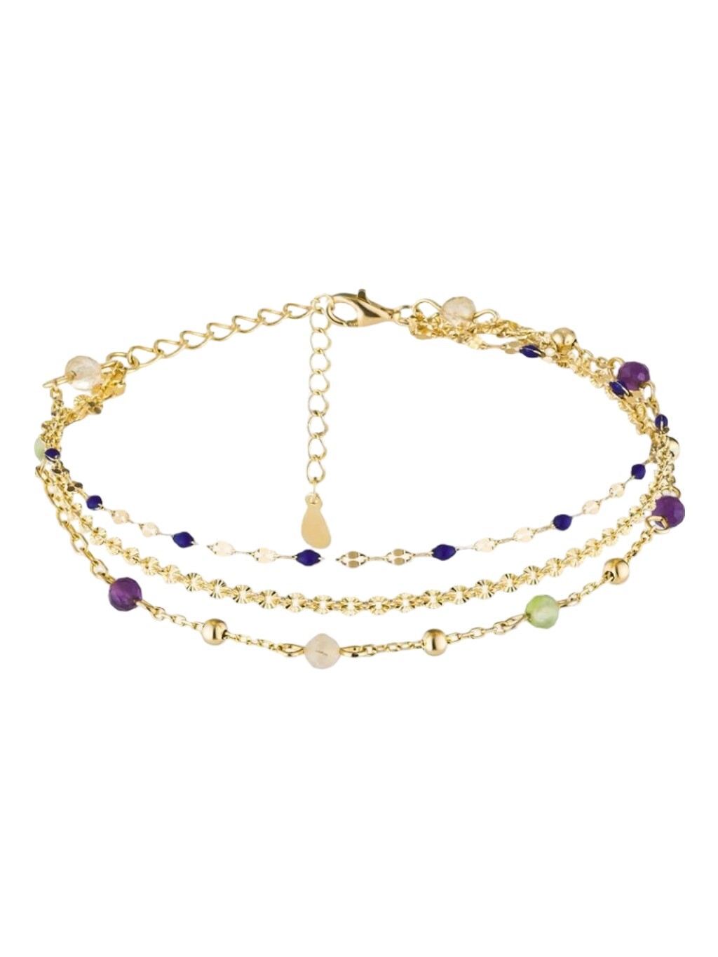 Preciosa Pozlacený stříbrný náramek s přírodními kameny Coralia Royal Lagoon 5456Y70