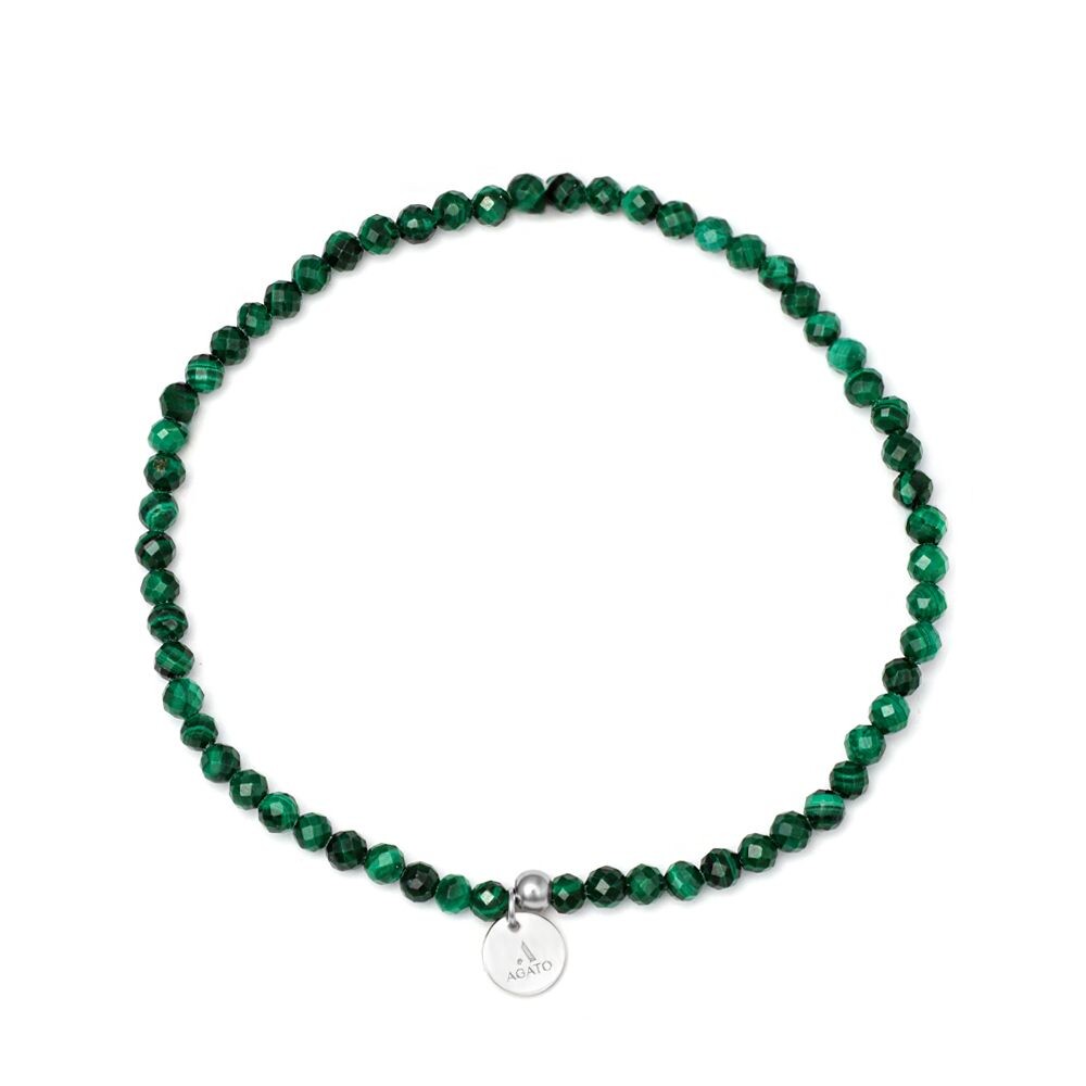 Agato Korálkový minerální náramek s malachitem POL-B07/17G