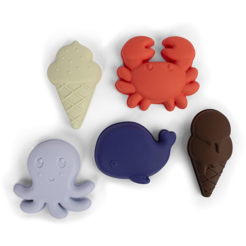 FILIBABBA Silicone Sand Toys Blue Mix hračka do vody 5 ks