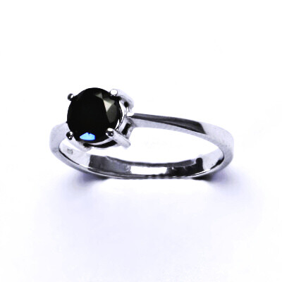Stříbrný prsten,přírodní černý spinel (pleonast), T 1250 posl.kus
